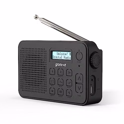 Groov-e Madrid Rechargeable DAB+ and FM Digital Radio with Bluetooth and 3.5mm Jack, Black – 1
