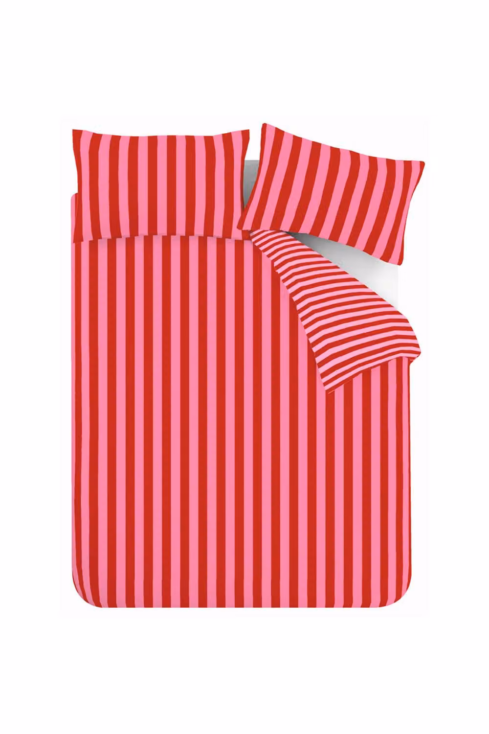 Sassy B Stripe Tease Reversible Duvet Cover and Pillowcase Set in Red, W/D/H: 200 x 200 cm and 50 x 75 cm – 2