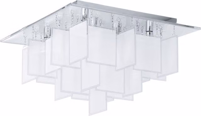 Loops Chrome Flush Ceiling Light with White Satin Glass Shade and G9 Bulbs – 1