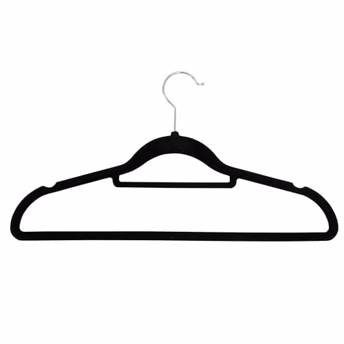 Sasha Morel 20 Pack Non-Slip Velvet Coat Hangers with Tie Organiser and Swivel Hooks in Black – 7