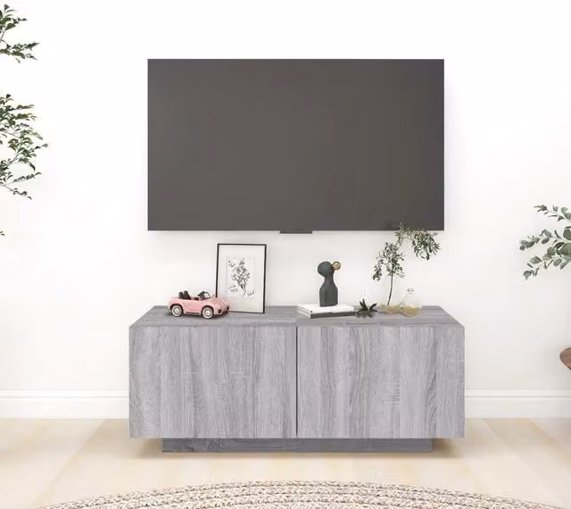 Berkfield Home Modern Grey TV Cabinet in Matt Engineered Wood W/D/H: 100 x 35 x 40 cm – 1