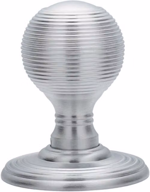 Loops Pair of Round Textured Mortice Door Knobs in Satin Chrome, 50mm Diameter – 1