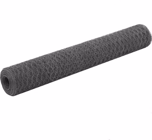 Berkfield Home Grey PVC Coated Steel Chicken Wire Fence, W: 1 m, L: 25 m – 1
