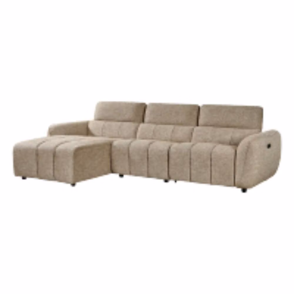 Stratus Interiors Turin Left-Hand Electric Recliner L-Shape Sofa in Beige Fabric – 2