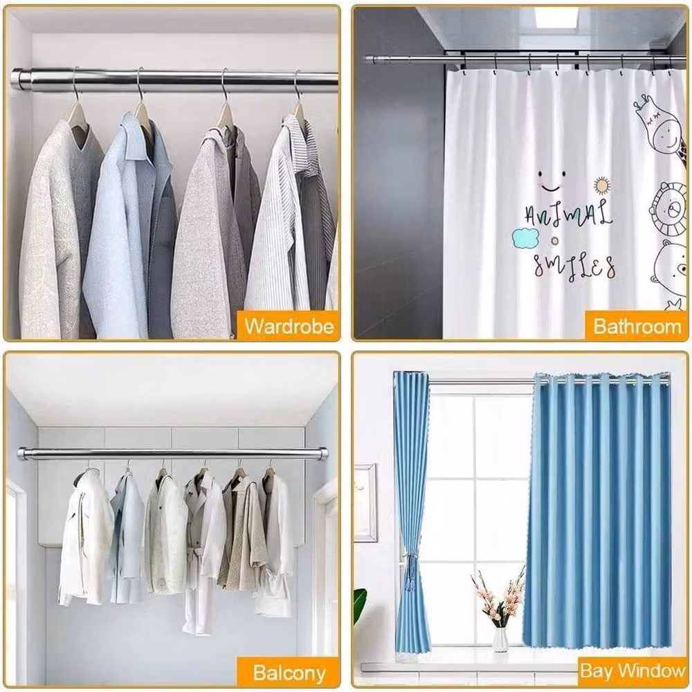 SPETLEK Extendable Stainless Steel Wardrobe Hanging Rail, Silver, Length: 100 cm – 2