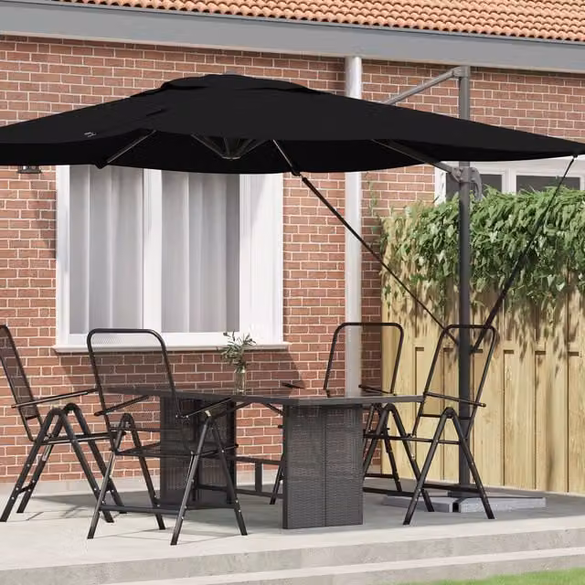 Berkfield Home Roma Cantilever Parasol in Black Aluminium W/D/H: 286 x 285 x 265 cm