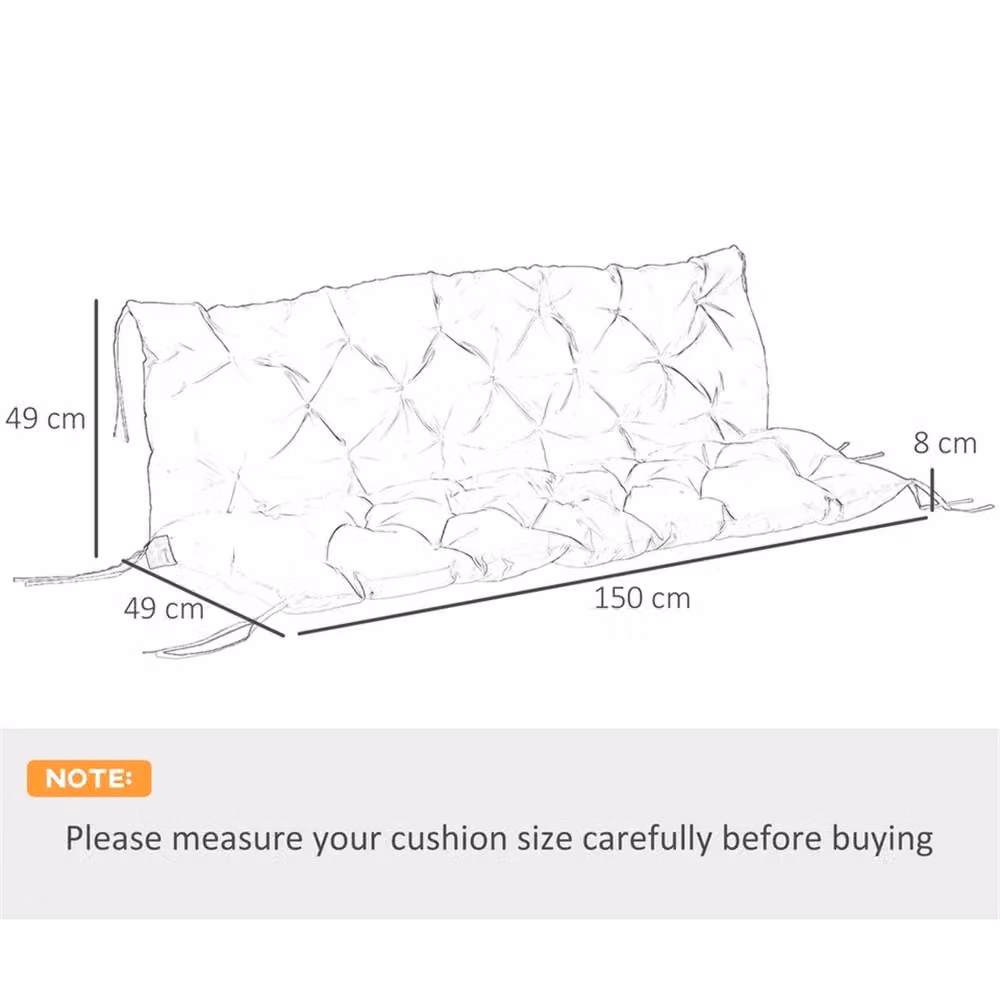 Havendro 3 Seater Garden Bench Cushion with Ties, Brown Polyester – 2