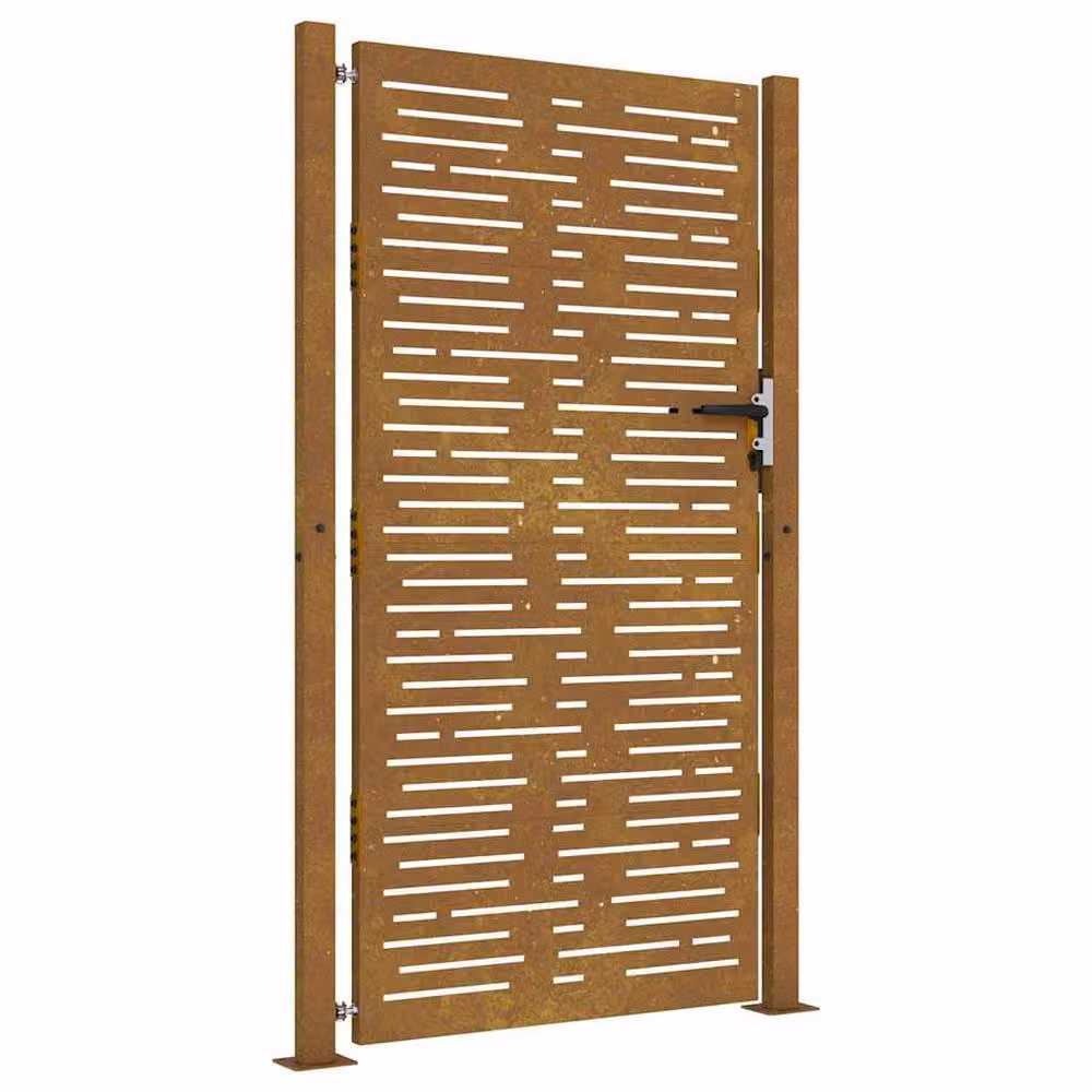 Berkfield Brown Corten Steel Garden Gate with Square Design, W: 105 cm, H: 180 cm – 2