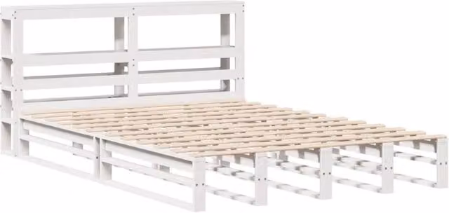 Berkfield Home White Solid Wood Decorative Bed Frame with Side Compartments, W/D/H: 120 x 190 x 82 cm