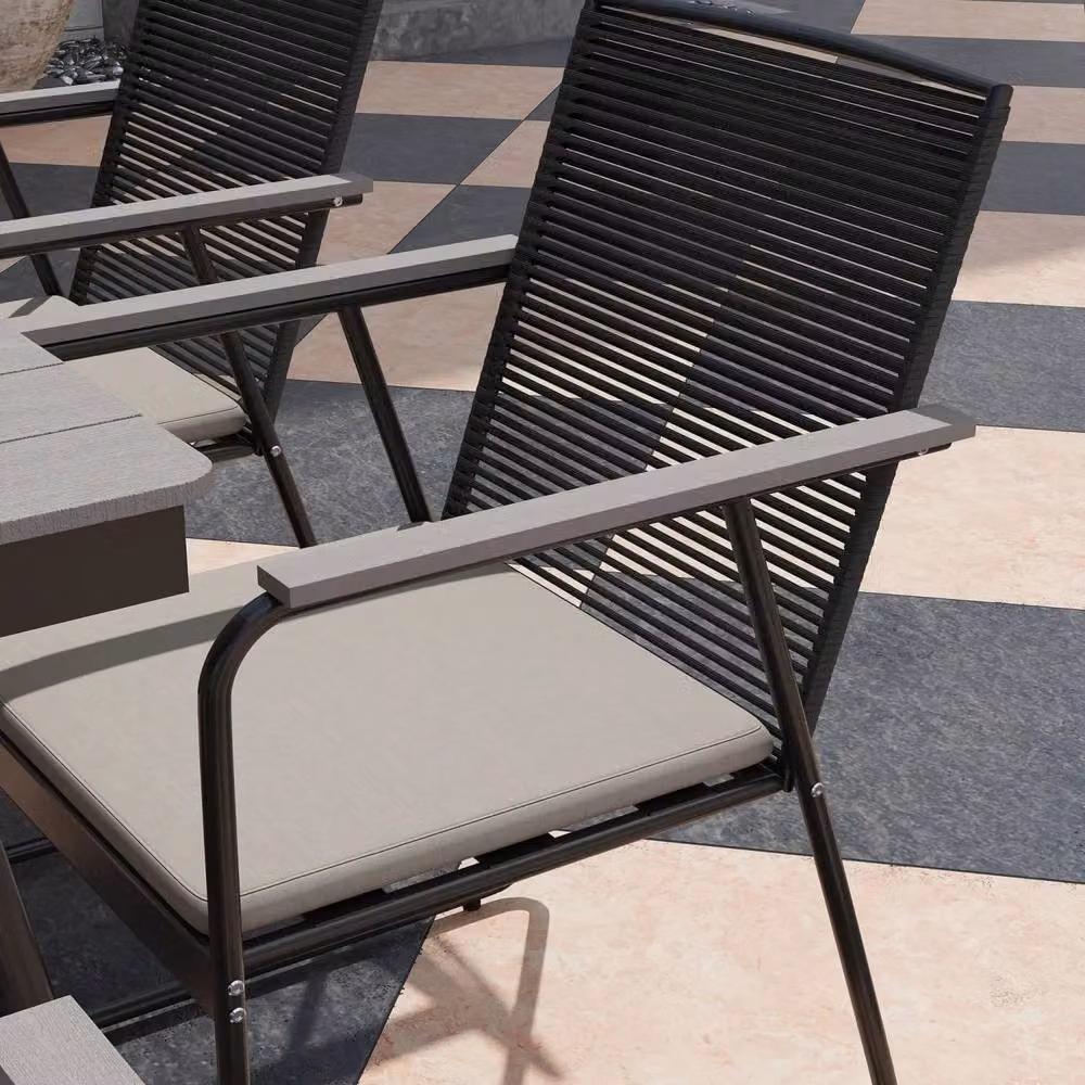 Wyld Haus Karutte 6 Seater Outdoor Dining Set with Rectangular WPC Table and 6 Cushioned Chairs in Grey – 7