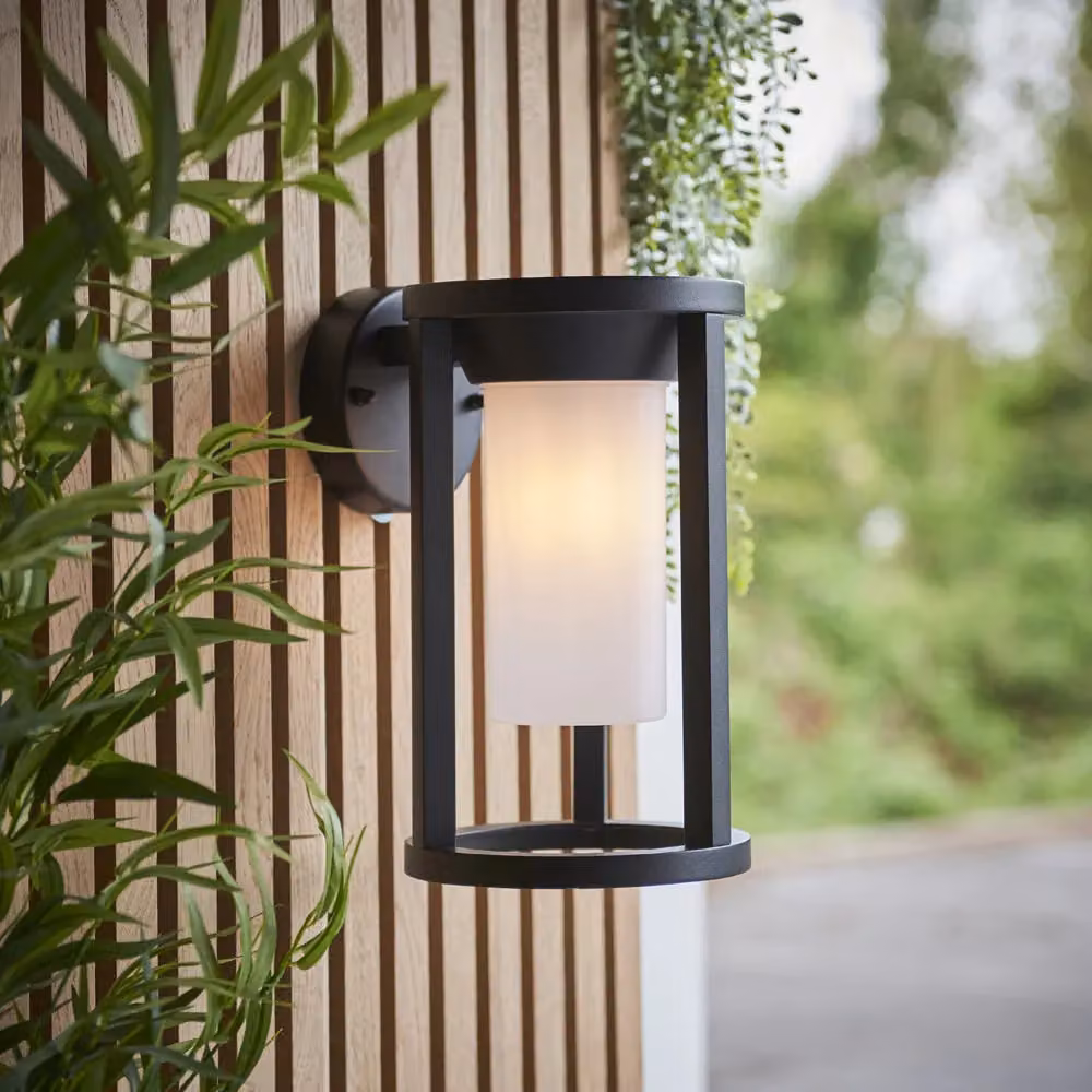 Loops Non Automatic Outdoor Wall Light in Black and White with Polycarbonate Shade – 3