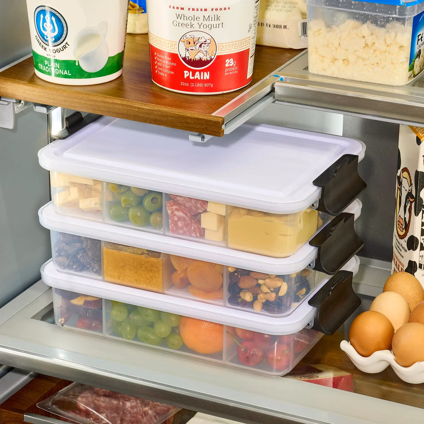 Farberware Multi-Purpose Food Storage Container with 11 Dividers and Chopping Board Lid, Transparent, W/D/H: 32.26 x 20 x 19.8 cm – 5