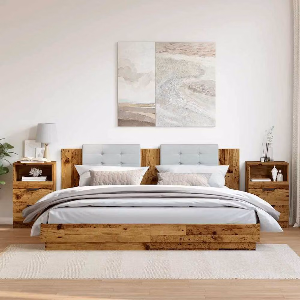 Berkfield Home Set of 2 Bedside Cabinets in Old Wood Brown, W/D/H: 40 x 36 x 65 cm – 4