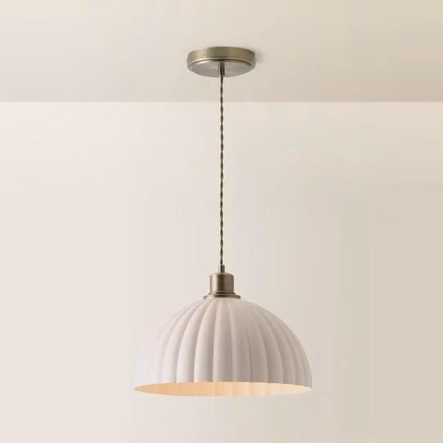 ValueLights Bourton Gold Ribbed Dome Pendant Ceiling Light – 1