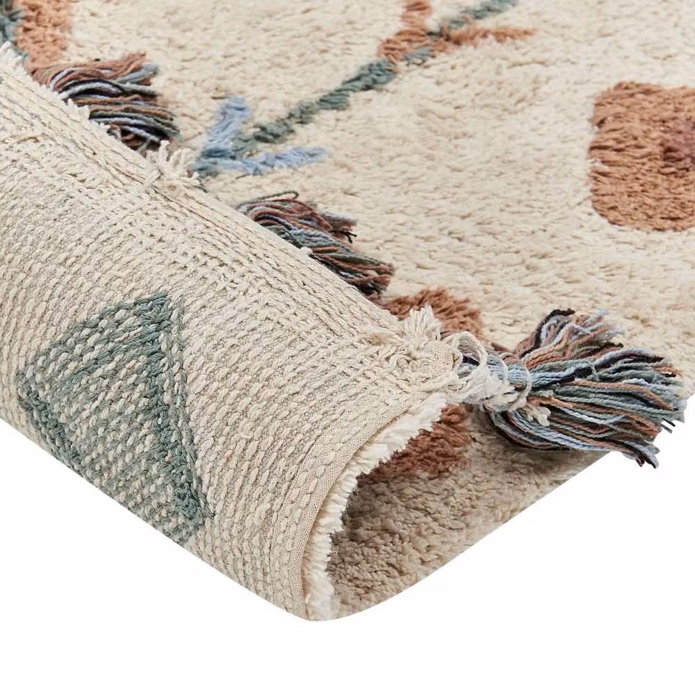 Wyld and Coco Boho Hand-Tufted Cotton Diamond Rug with Fringes, Multicolour, W: 80 cm, L: 150 cm – 3