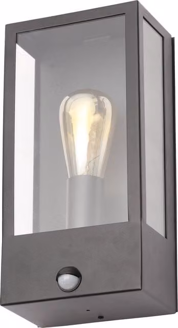 Litecraft Edgworth Modern Outdoor Wall Light with Motion Sensor, Black
