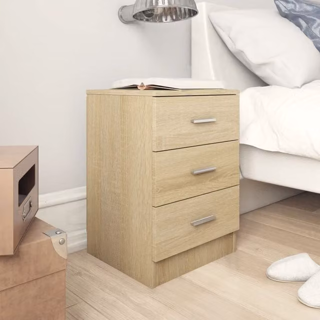 Berkfield Home Set of 2 Sonoma Oak Bedside Cabinets in Brown, W/D/H: 38 x 35 x 56 cm