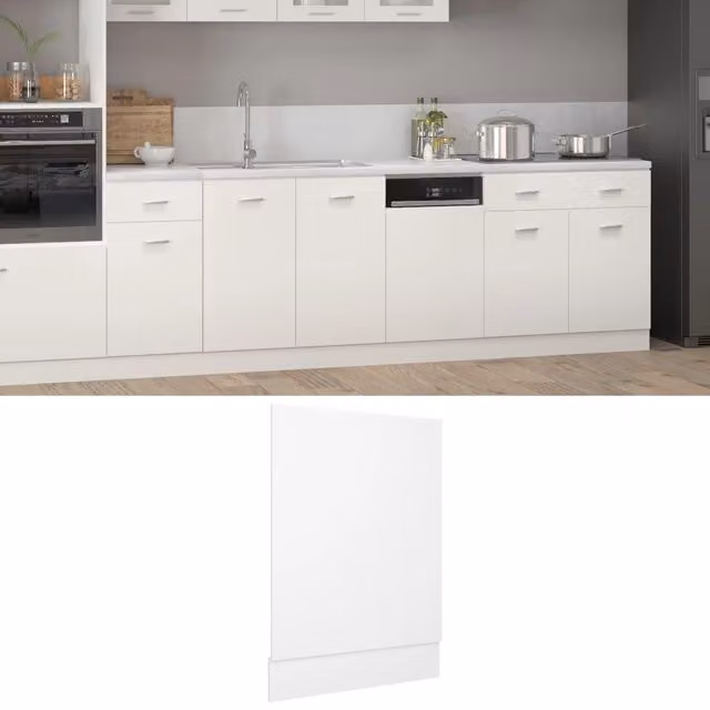 Berkfield Home White Dishwasher Panel in Engineered Wood, W/D/H: 45 x 3 x 67 cm – 1