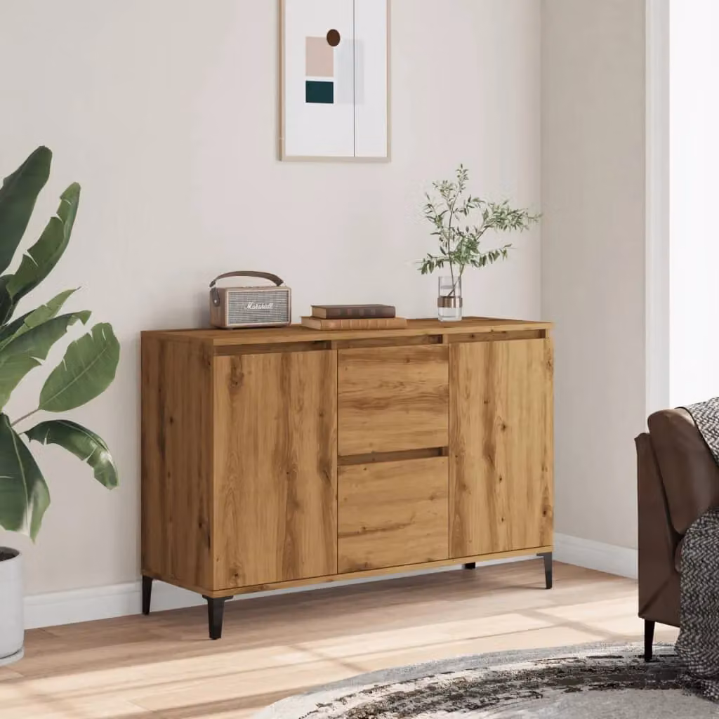 Berkfield Home Artisan Oak Sideboard in Brown, W/D/H: 102 x 35 x 70 cm – 2