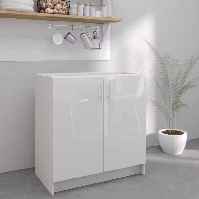 JD Greta Modern White Gloss Kitchen Base Unit W: 80 cm