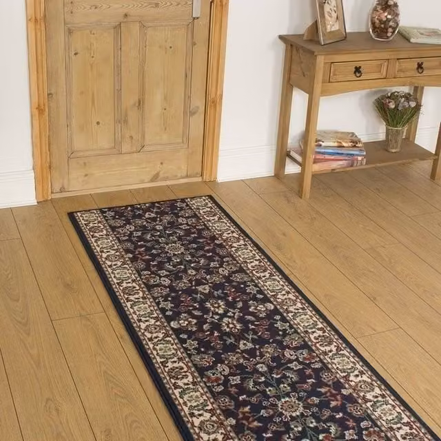 runrug Traditional Hallway Carpet Runner Rug in Blue, W: 60 cm, L: 240 cm – 1