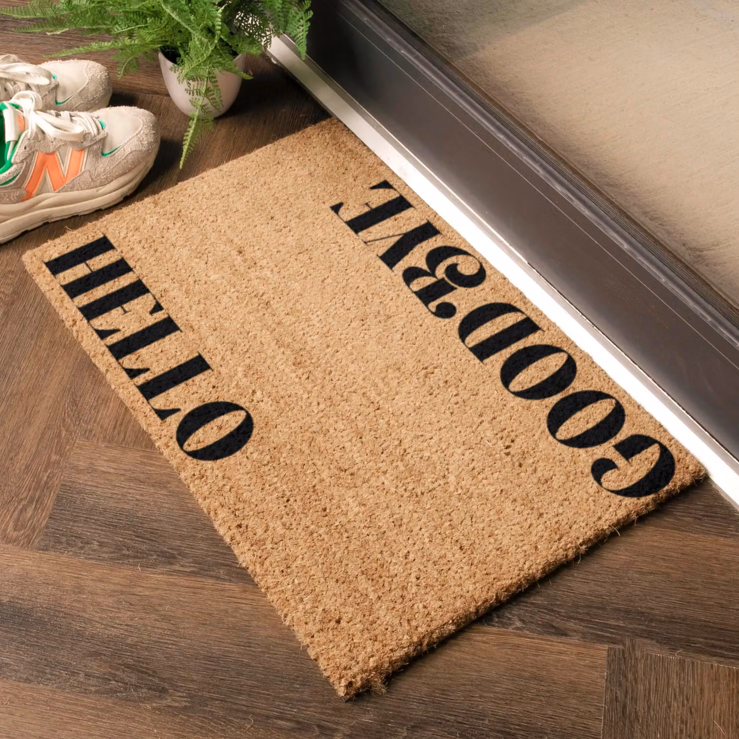 Artsy Mats Modern Hello Goodbye Doormat in Black and Brown, W/D: 60 x 40 cm – 2