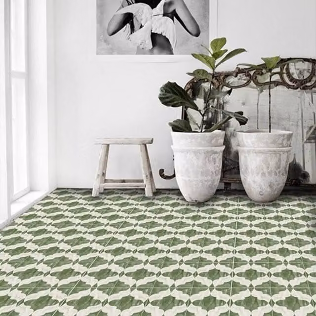 Quadrostyle Arabesque Jade Green Moroccan Geometric Wall and Floor Tile Vinyl Stickers, Pack of 4, W/D/H: 30 x 30 x 0.3 cm – 1