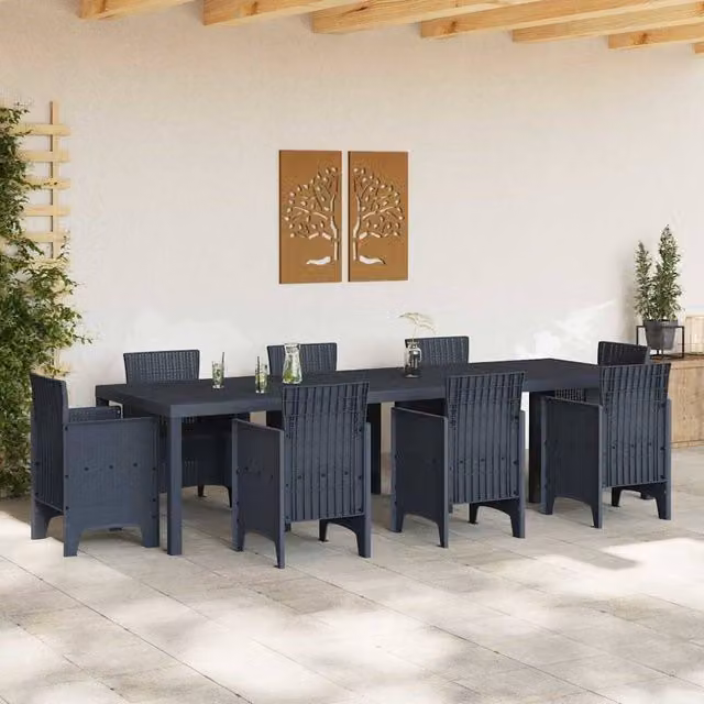 Berkfield Home Modern Anthracite Poly Rattan Garden Table, W/D/H: 300 x 100 x 73 cm – 1