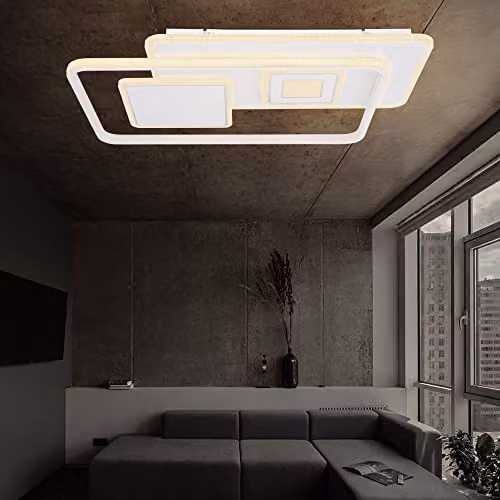 Netlighting Roderick LED Ceiling Light, White, Dimmable with Remote Control, W/D/H: 65 x 44 x 6 cm – 4