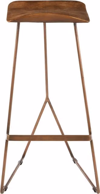 Interiors by Premier Nandri Acacia Wood and Antique Copper Finish Industrial Bar Stool in Brown