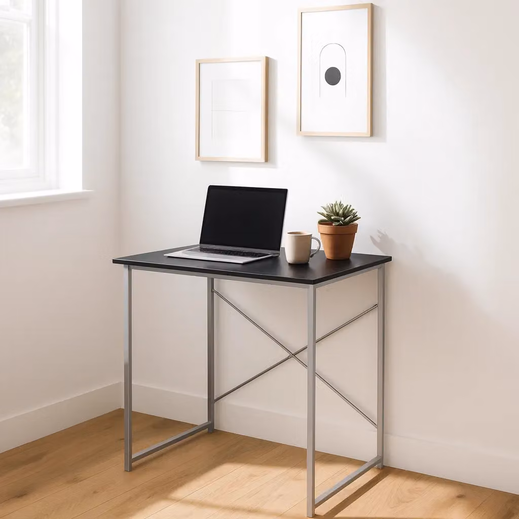Harbour Housewares Industrial Wooden Computer Desk in Black, W: 80 cm, H: 74.5 cm, D: 45 cm – 5