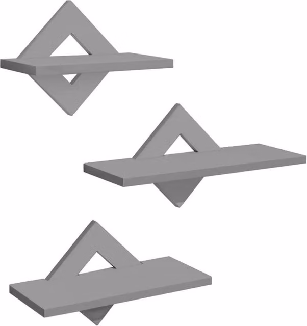 Nordara Grey Rhombic Geometric Floating Wall Shelves Set, W/D/H: 24 x 24 x 27 cm – 1