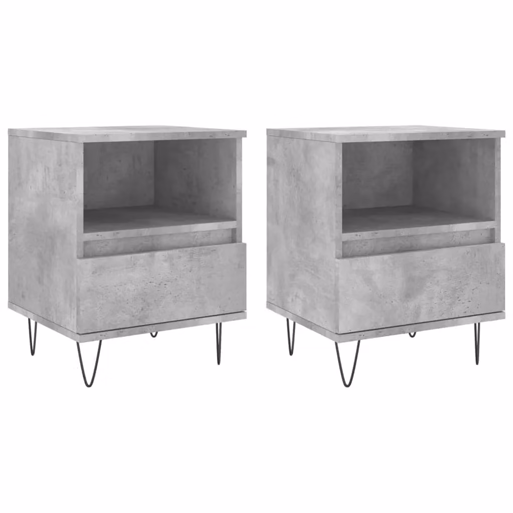 Berkfield Home Set of 2 Modern Bedside Cabinets in Concrete Grey, W/D/H: 40 x 35 x 50 cm