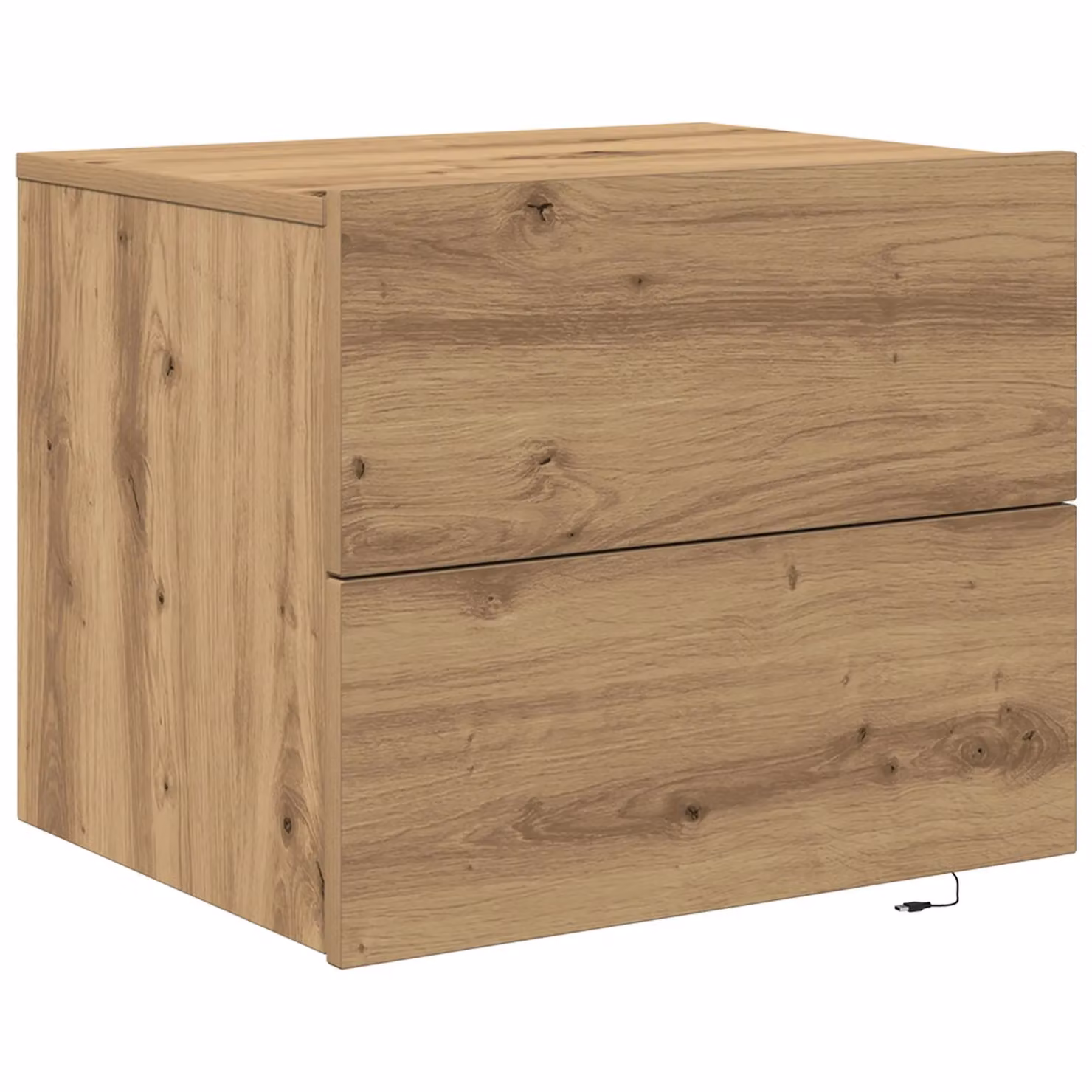 Berkfield Home Wall-Mounted Artisan Oak Bedside Cabinet with Integrated LED Lighting, Brown, W: 50 cm, D: 39 cm, H: 41 cm – 2