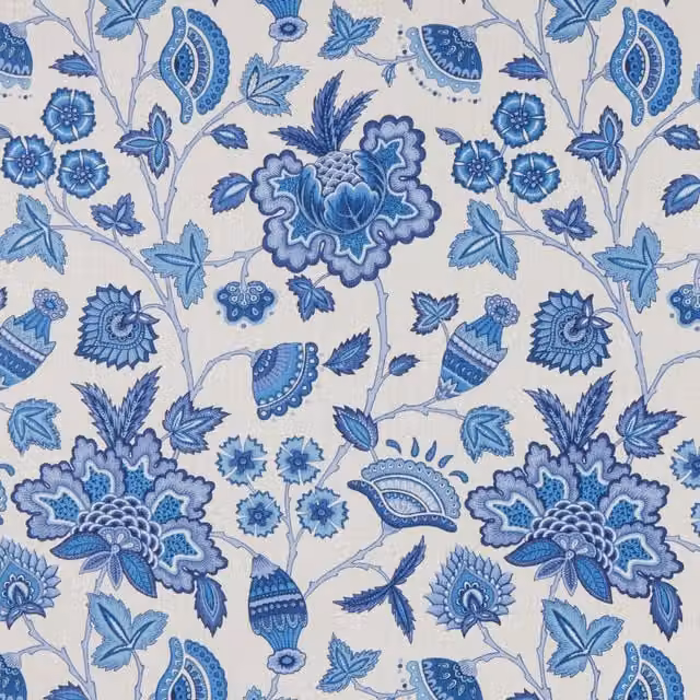 iLiv Summer Fabric Batik Blue Floral Cotton Ethnic Nature Print for Adults