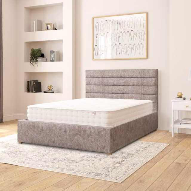 Aspire Kelly Silver Velour Fabric Ottoman Storage Bed, W/D/H: 140 x 200 cm