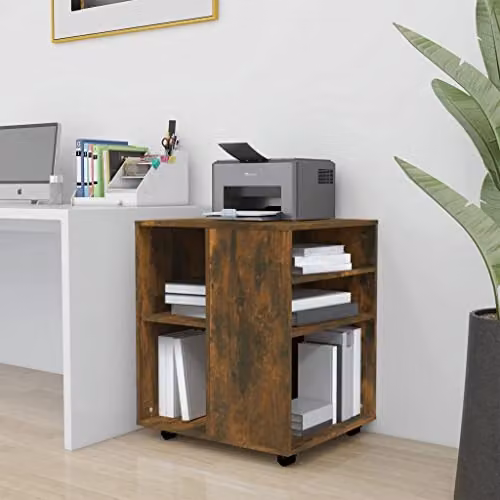 vidaXL Rolling Cabinet in Brown Smoked Oak, W: 60 cm, D: 53 cm, H: 72 cm – 2