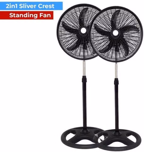 Silvercrest Oscillating Pedestal Fan Pack of 2, Black