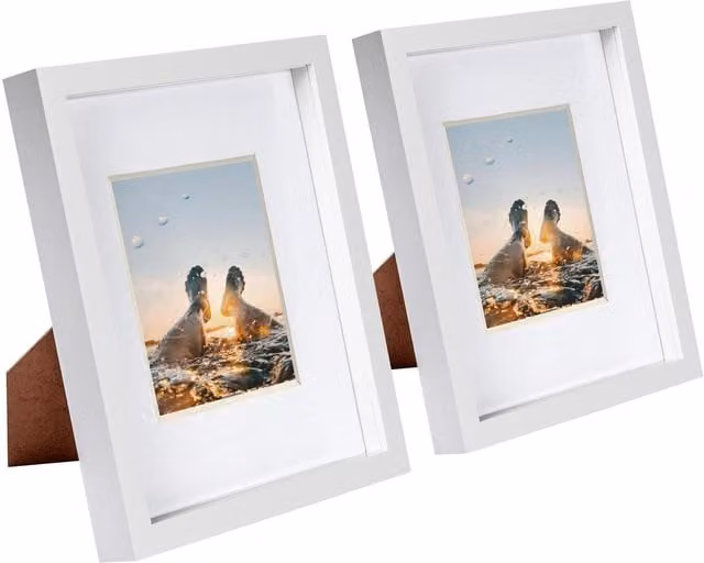 Nicola Spring Pack of 2 White 3D Box Photo Frames with 4x6 inch Mount