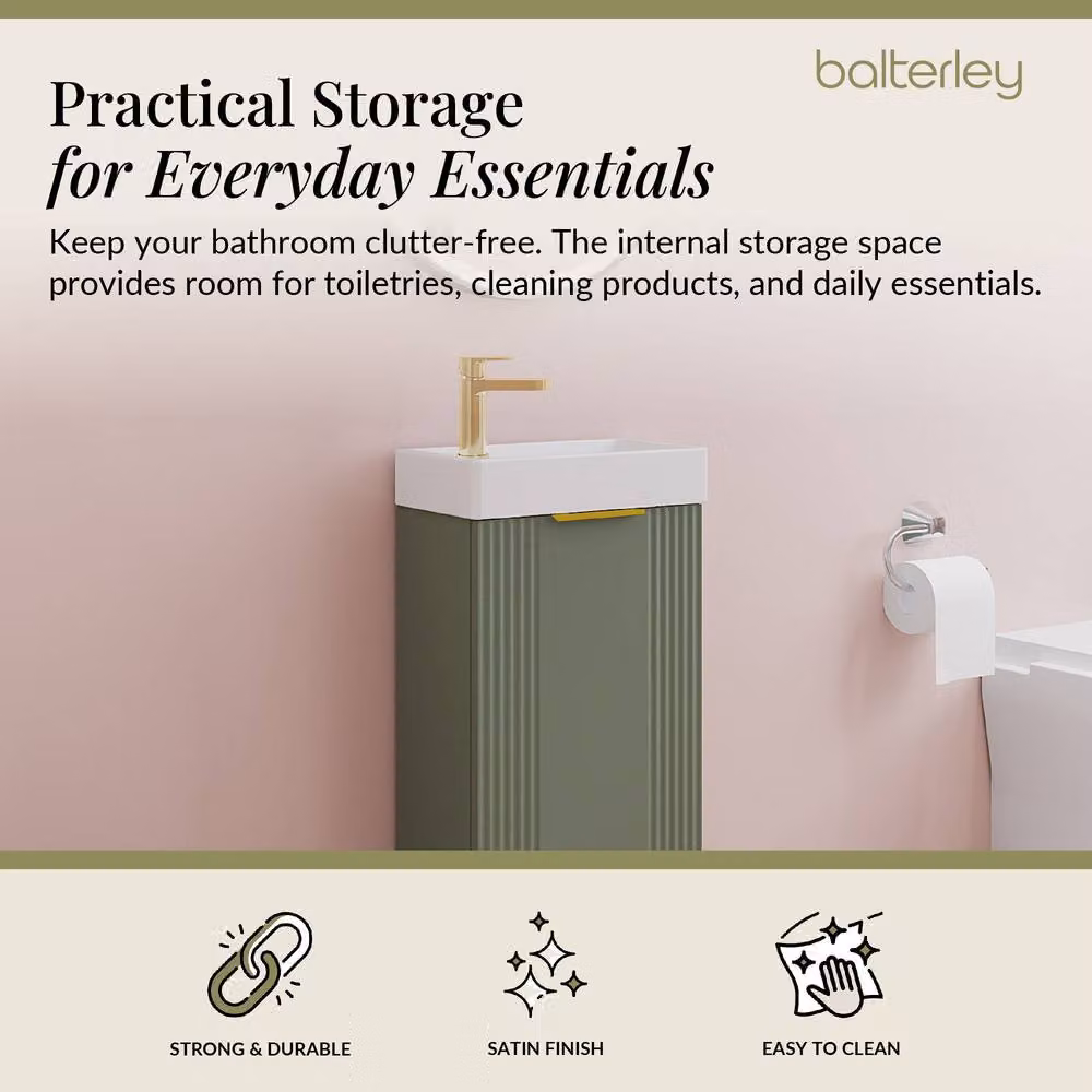 Balterley Green Freestanding Bathroom Vanity Unit with Gold Soft Close Doors W/D/H: 40 x 40 x 40 cm – 2