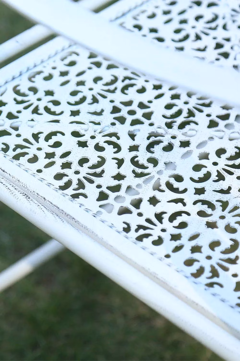 Glamhaus Metal Foldable Garden Bench in Antique White – 5