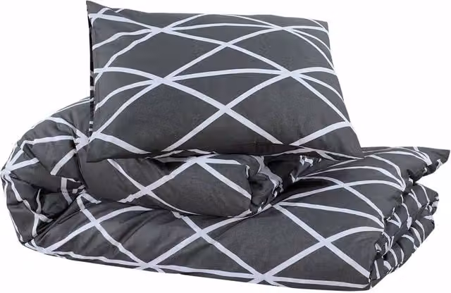 Berkfield Home Elegant Grey Cotton Duvet Cover and Pillowcase Set, W/D/H: 200 x 200 cm and 60 x 70 cm
