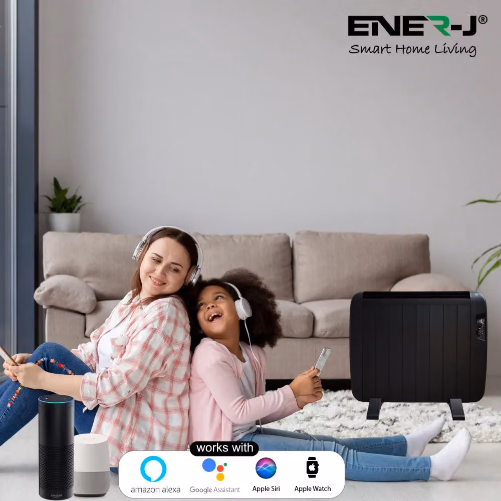 ENER-J Smart WiFi Electric Radiator Heater 1200W Black Aluminium with LCD Control and App Control – 6