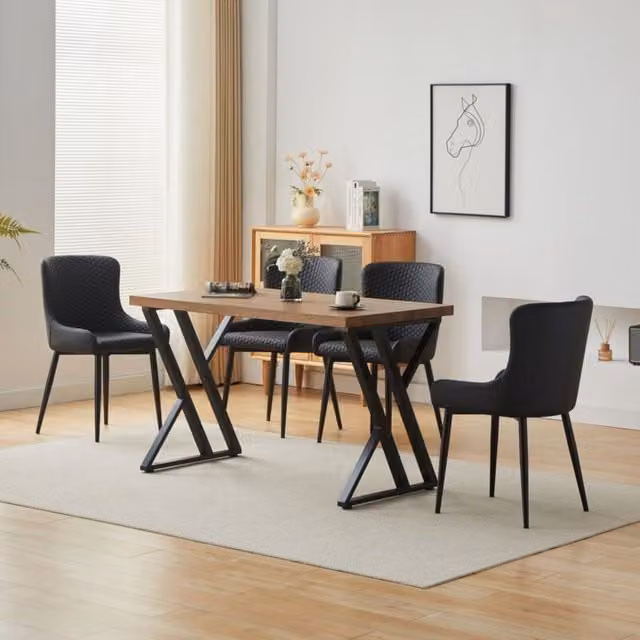 Comfy Living Ltd 5 Piece Industrial Dining Set with Rectangular Oak Effect Table and Chairs in Brown and Black