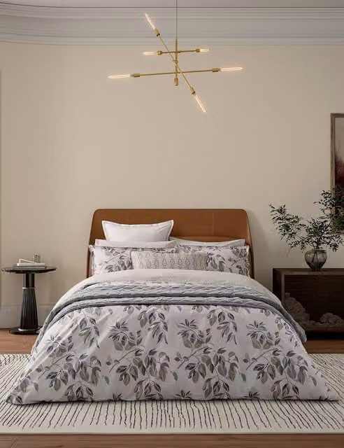 Bedeck of Belfast Reversible Floral Mako Satin Cotton Bedding Set, White, W: 180 cm, H: 200 cm