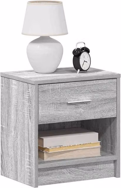 Berkfield Home Set of 2 Durable Bedside Cabinets with Drawer in Grey Sonoma, W/D/H: 39 x 28 x 41 cm