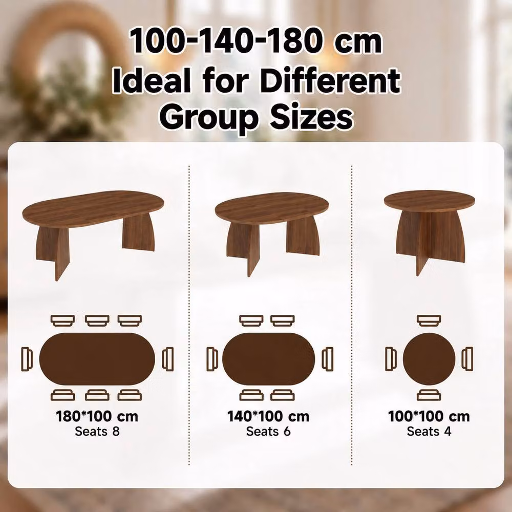 Merax Extendable Round to Oval Dining Table with Pedestal in Walnut Brown – 5
