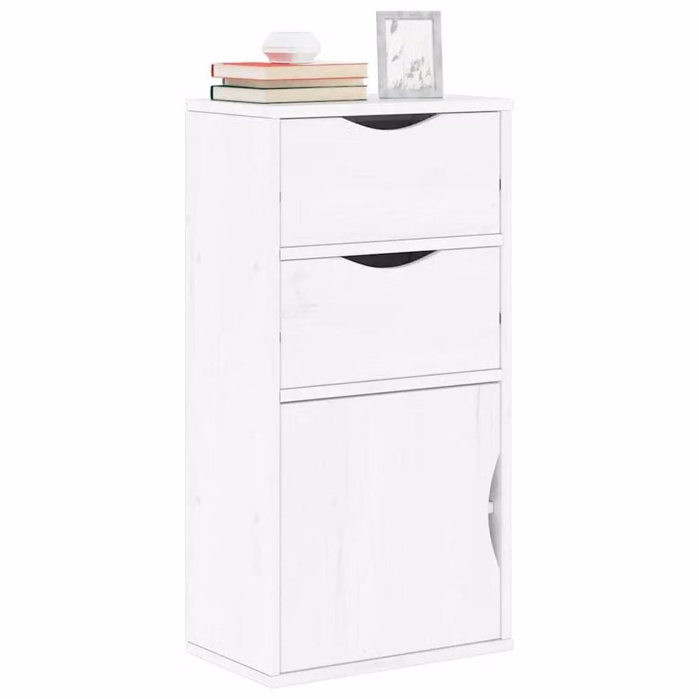 Berkfield Home ODDA Side Cabinet with Drawers in White Solid Wood Pine, W/D/H: 40 x 24 x 79 cm – 2