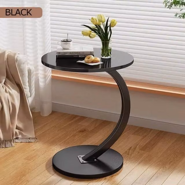KORVIXA C-Shaped Compact Sofa Side Table in Black, W/D/H: 40 x 40 x 100 cm – 1