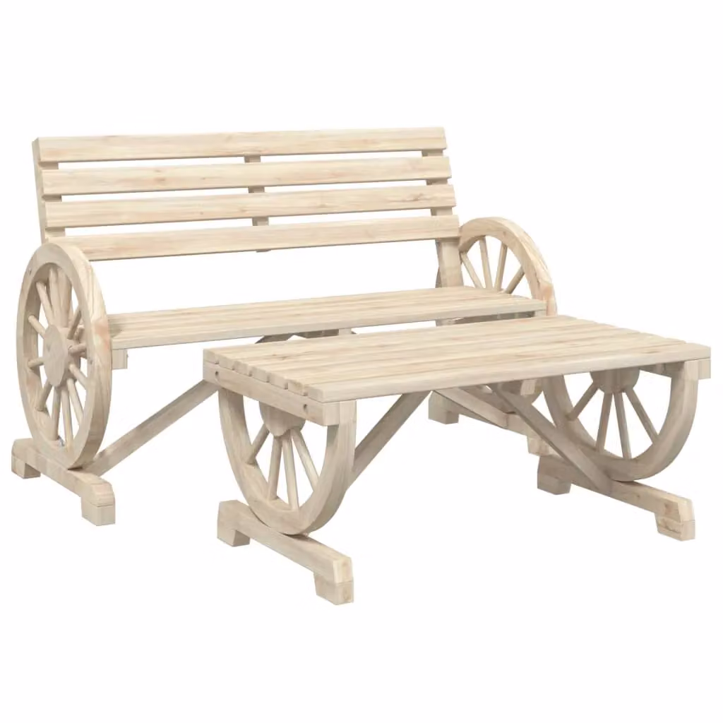 Berkfield Home 2 Piece Brown Solid Fir Wood Garden Lounge Set with Armchair and Coffee Table – 2